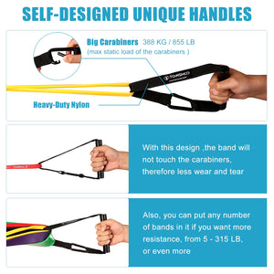 5 Packs Pull up Assist Bands Set Resistance Loop Bands Powerlifting Exercise Stretch Bands with Door Anchor and Handles