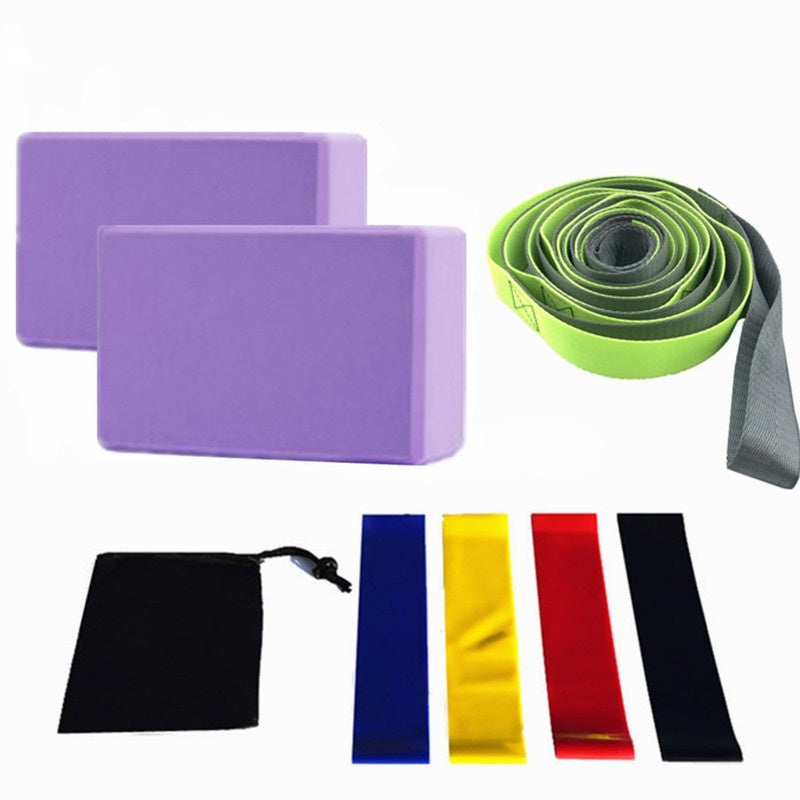 8-Piece Yoga Block Set with Strap & Resistance Bands