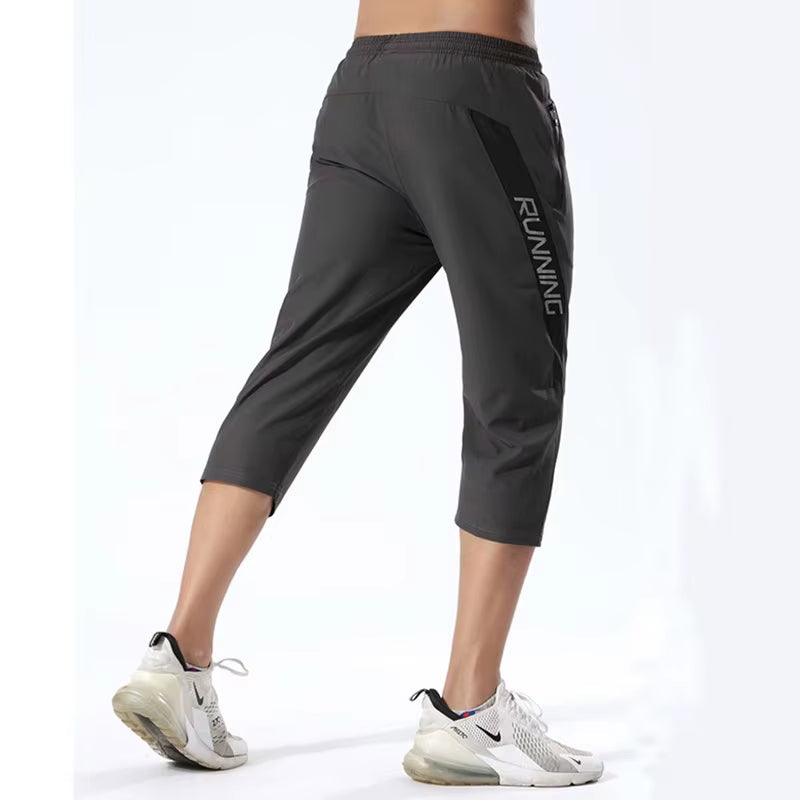 Men'S 3/4 Sports Pants Running Shorts Gym Wear Fitness Workout Tennis Basketball Soccer Training Leggings