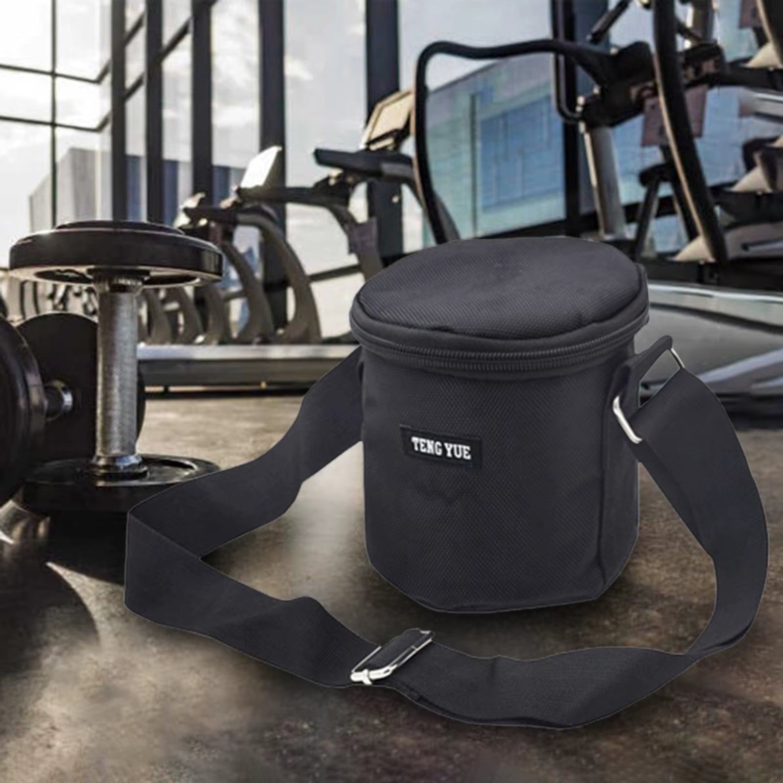 Black Dumbbell Plates Bag Heavy Duty Portable Carrying Bag Adjustable Strap
