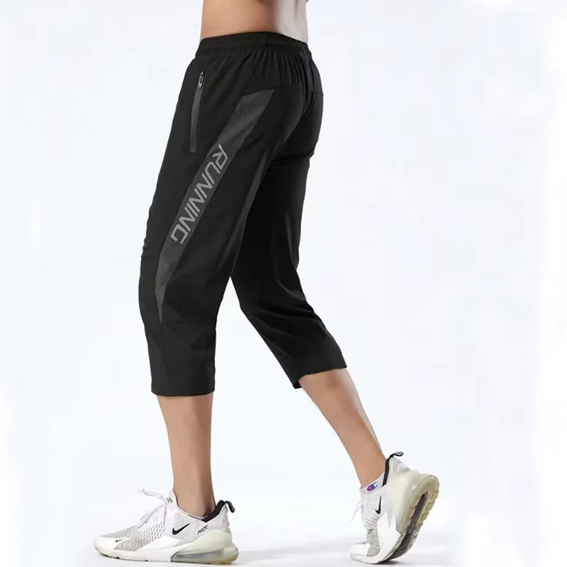 Men'S 3/4 Sports Pants Running Shorts Gym Wear Fitness Workout Tennis Basketball Soccer Training Leggings