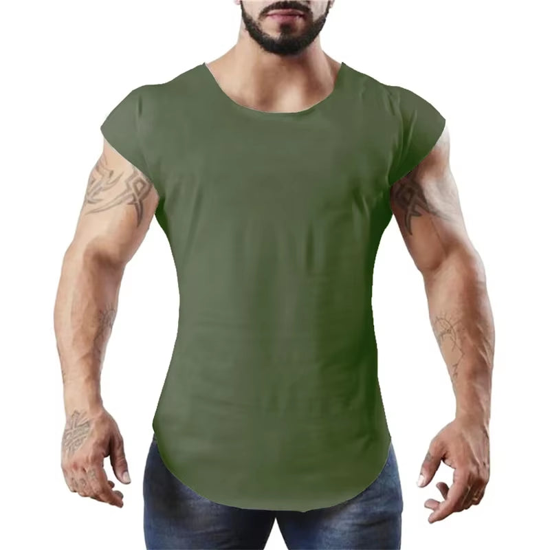 Brand Fitness Men Clothes New Muscle Solid Gym Tank Tops Hip Hop Vest Street Wear Slim Fit Sleeveless Shirt