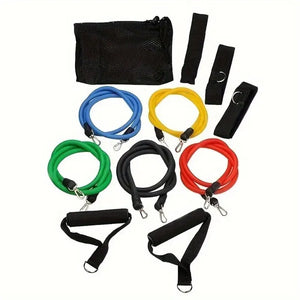 11Pcs/Set Pull Rope, Resistance Bands, Portable Fitness Equipment, Ankle Strap, Chest Expander, Elastic Exercise Band