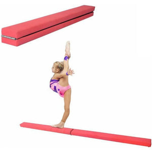 Folding Gymnastics Balance Beam 7FT Kids Training Beam Faux Suede for Home Gym Exercise