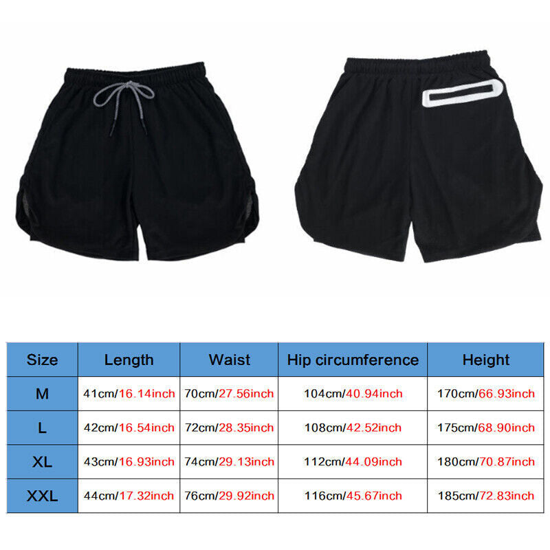 Men’s Double Layer Sports Shorts with Pocket