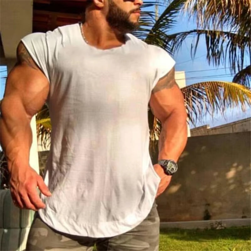 Brand Fitness Men Clothes New Muscle Solid Gym Tank Tops Hip Hop Vest Street Wear Slim Fit Sleeveless Shirt