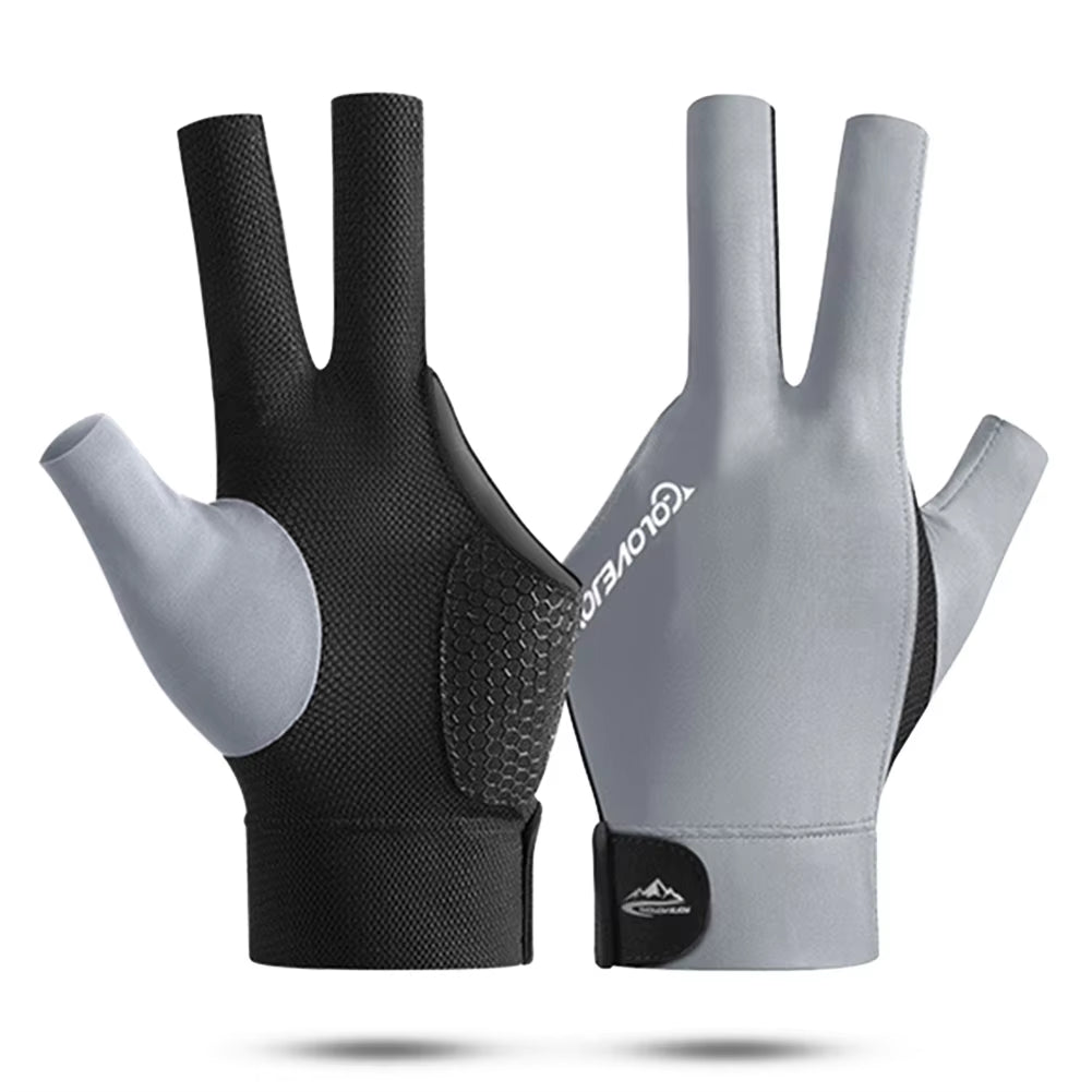 Full-Finger Billiard Gloves Non-Slip Billiard Training Gloves Left/Right Hand Three Finger Snooker Elasticity Sports Accessories