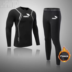 Winter Fleece Thermal Underwear Sets Men'S Long Johns Compression Sports Underwear Warm Base Layer Track Suit Men Sportswear