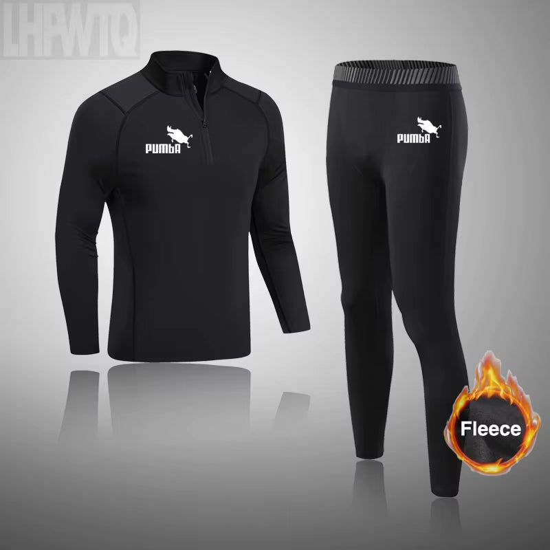 Winter Fleece Thermal Underwear Sets Men'S Long Johns Compression Sports Underwear Warm Base Layer Track Suit Men Sportswear
