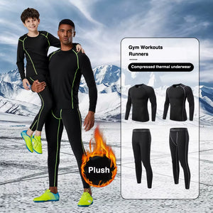 Winter Fleece Thermal Underwear Sets Men'S Long Johns Compression Sports Underwear Warm Base Layer Track Suit Men Sportswear