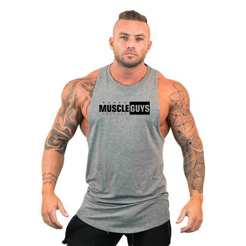 Muscleguys Men Tank Tops Sleeveless Shirts Gym Fitness Bodybuilding Workout Singlet Sling Vest Male Summer Brand Clothing
