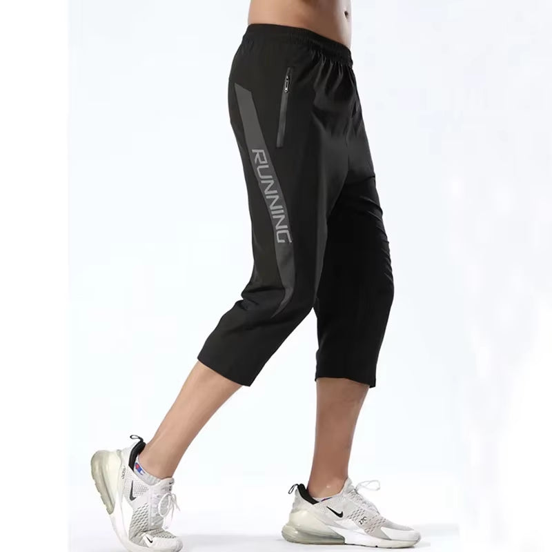 Men'S 3/4 Sports Pants Running Shorts Gym Wear Fitness Workout Tennis Basketball Soccer Training Leggings