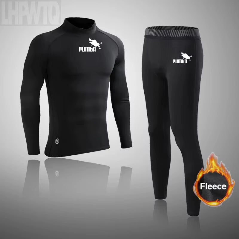 Winter Fleece Thermal Underwear Sets Men'S Long Johns Compression Sports Underwear Warm Base Layer Track Suit Men Sportswear