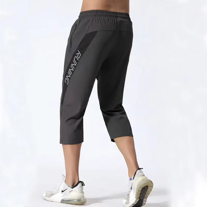 Men'S 3/4 Sports Pants Running Shorts Gym Wear Fitness Workout Tennis Basketball Soccer Training Leggings