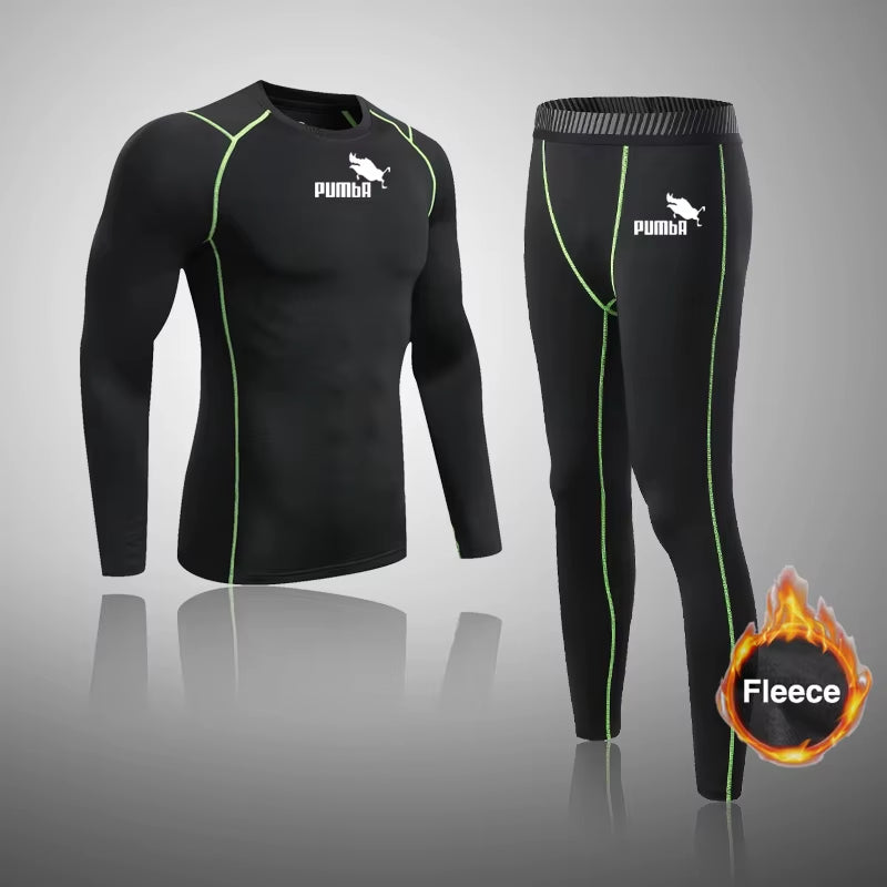 Winter Fleece Thermal Underwear Sets Men'S Long Johns Compression Sports Underwear Warm Base Layer Track Suit Men Sportswear