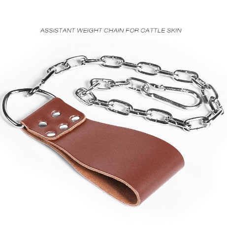 Leather Weight Lifting Belt with Chain Ring