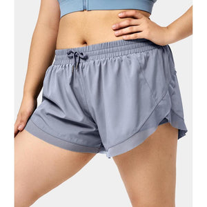 Halara Drawstring Contrast Mesh 2-In-1 plus Size Shorts 4"