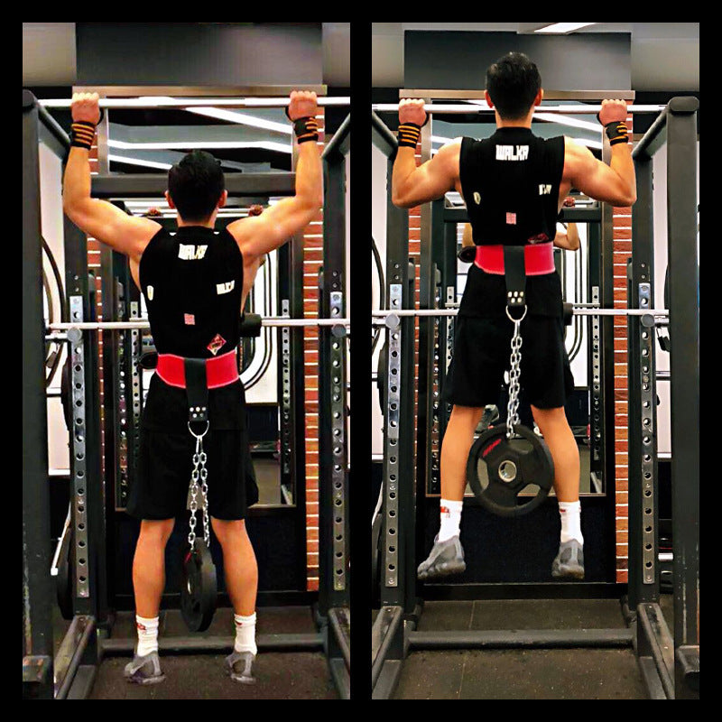 Leather Weight Lifting Belt with Chain Ring