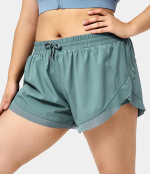 Halara Drawstring Contrast Mesh 2-In-1 plus Size Shorts 4"