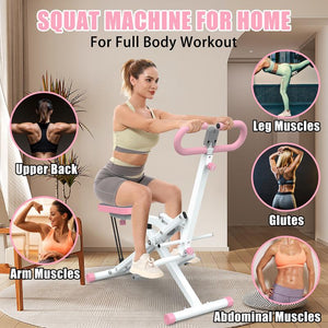 [Fahuac] Squat Machine for Home,Ride & Rowing Machine for Botty Glutes Butt Thighs,Ab Back/Leg Press Hip Thrust,330Lbs Foldable Exercise Equipment