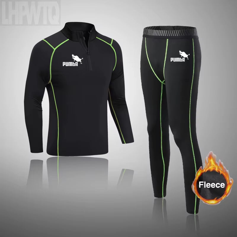 Winter Fleece Thermal Underwear Sets Men'S Long Johns Compression Sports Underwear Warm Base Layer Track Suit Men Sportswear