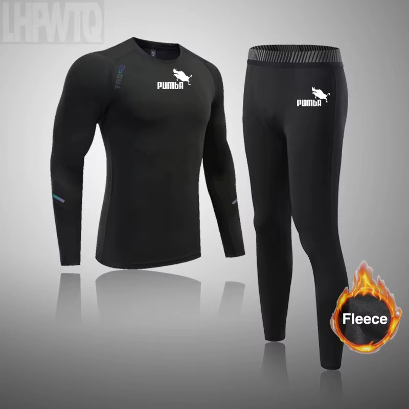 Winter Fleece Thermal Underwear Sets Men'S Long Johns Compression Sports Underwear Warm Base Layer Track Suit Men Sportswear
