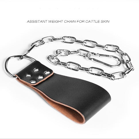 Leather Weight Lifting Belt with Chain Ring