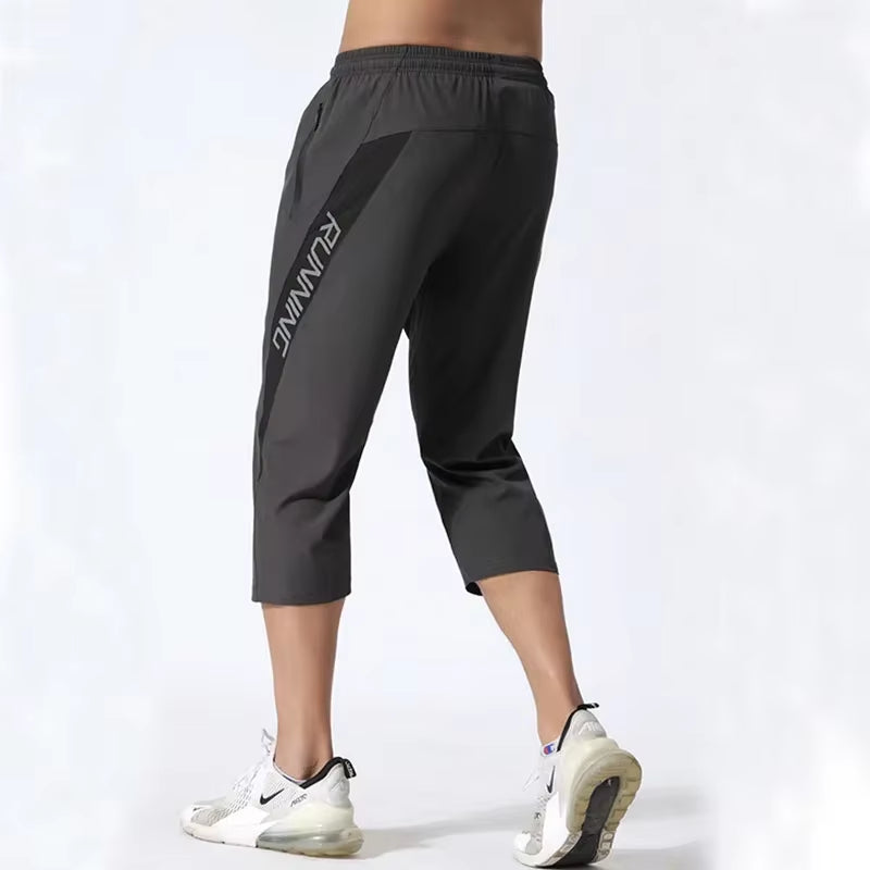 Men'S 3/4 Sports Pants Running Shorts Gym Wear Fitness Workout Tennis Basketball Soccer Training Leggings