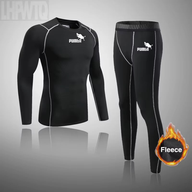 Winter Fleece Thermal Underwear Sets Men'S Long Johns Compression Sports Underwear Warm Base Layer Track Suit Men Sportswear