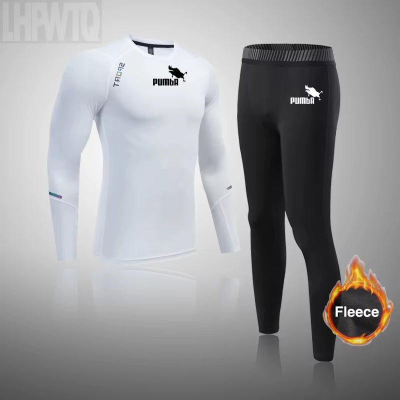 Winter Fleece Thermal Underwear Sets Men'S Long Johns Compression Sports Underwear Warm Base Layer Track Suit Men Sportswear