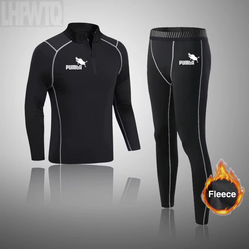 Winter Fleece Thermal Underwear Sets Men'S Long Johns Compression Sports Underwear Warm Base Layer Track Suit Men Sportswear