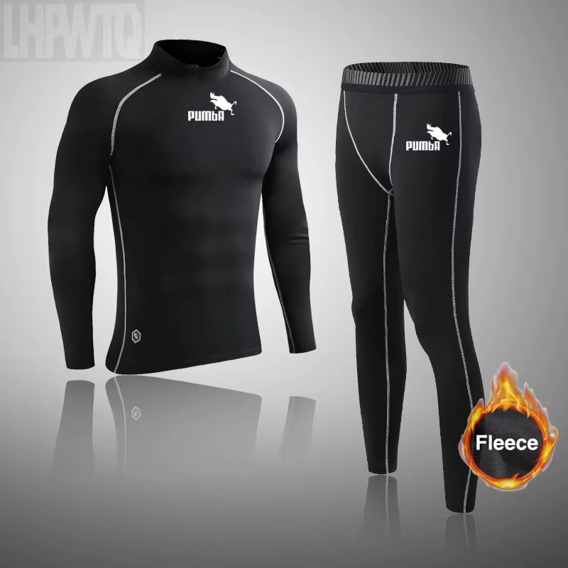 Winter Fleece Thermal Underwear Sets Men'S Long Johns Compression Sports Underwear Warm Base Layer Track Suit Men Sportswear