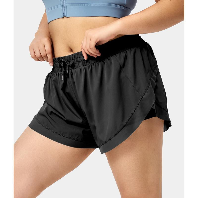 Halara Drawstring Contrast Mesh 2-In-1 plus Size Shorts 4"