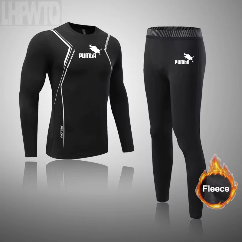 Winter Fleece Thermal Underwear Sets Men'S Long Johns Compression Sports Underwear Warm Base Layer Track Suit Men Sportswear