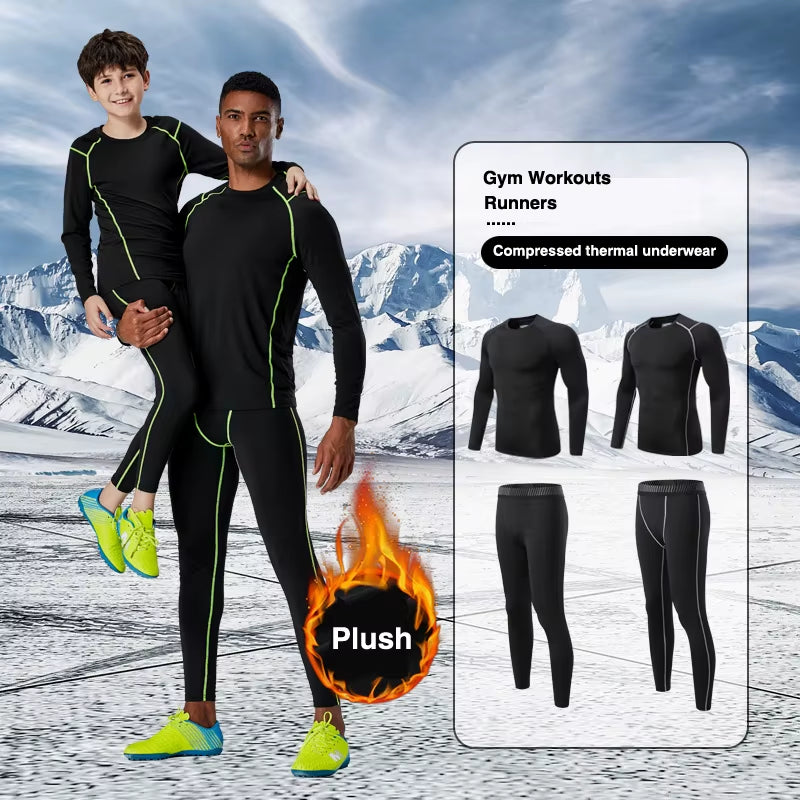 Winter Fleece Thermal Underwear Sets Men'S Long Johns Compression Sports Underwear Warm Base Layer Track Suit Men Sportswear