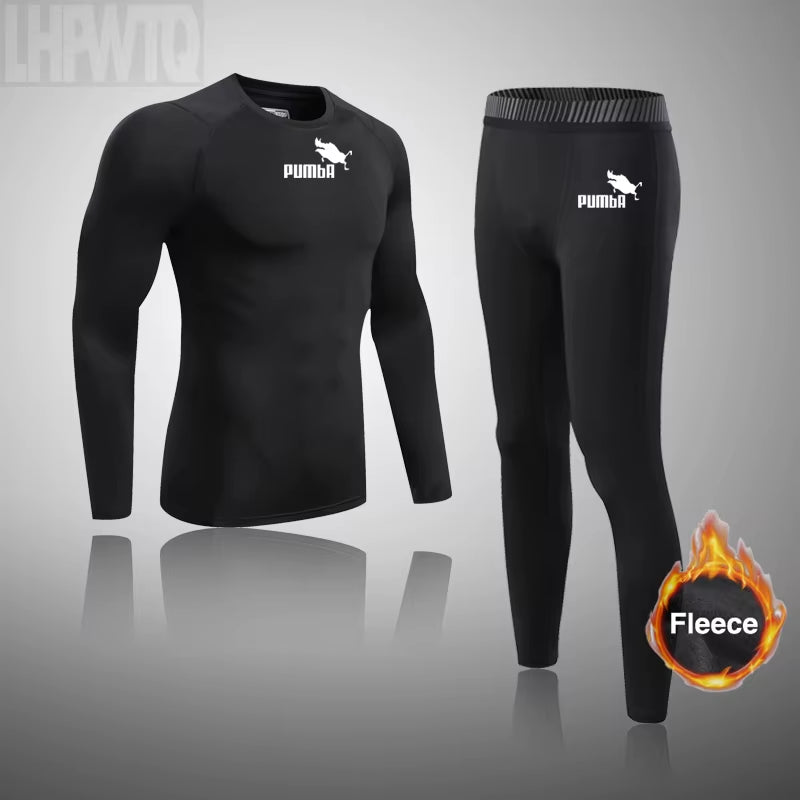Winter Fleece Thermal Underwear Sets Men'S Long Johns Compression Sports Underwear Warm Base Layer Track Suit Men Sportswear