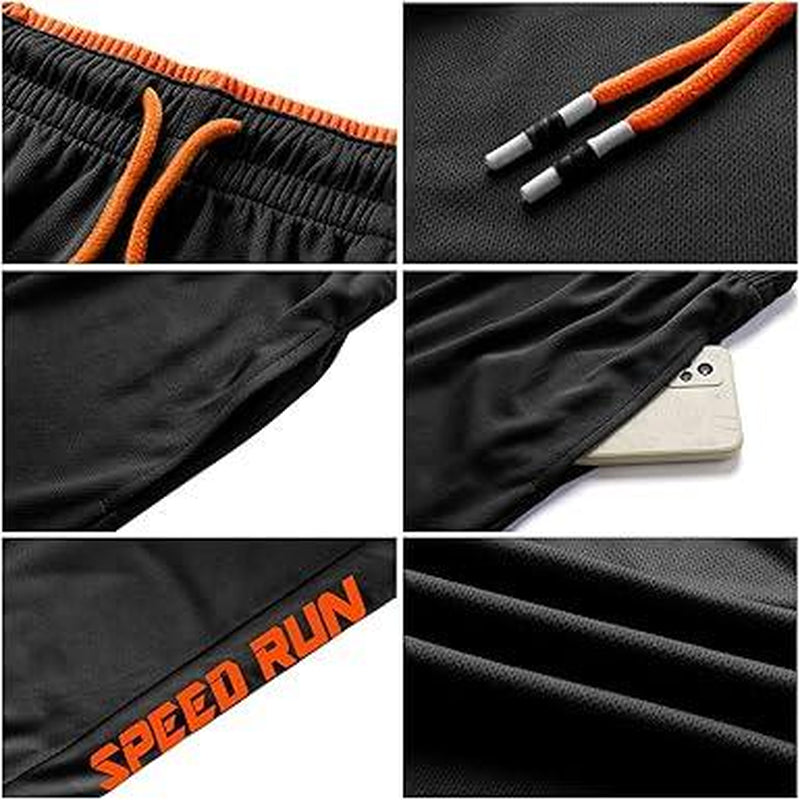 3PCS Men'S Athletic Shorts, Quick-Dry Jersey Shorts, Pull-On Knit Shorts with Pockets, Knit Gym Shorts